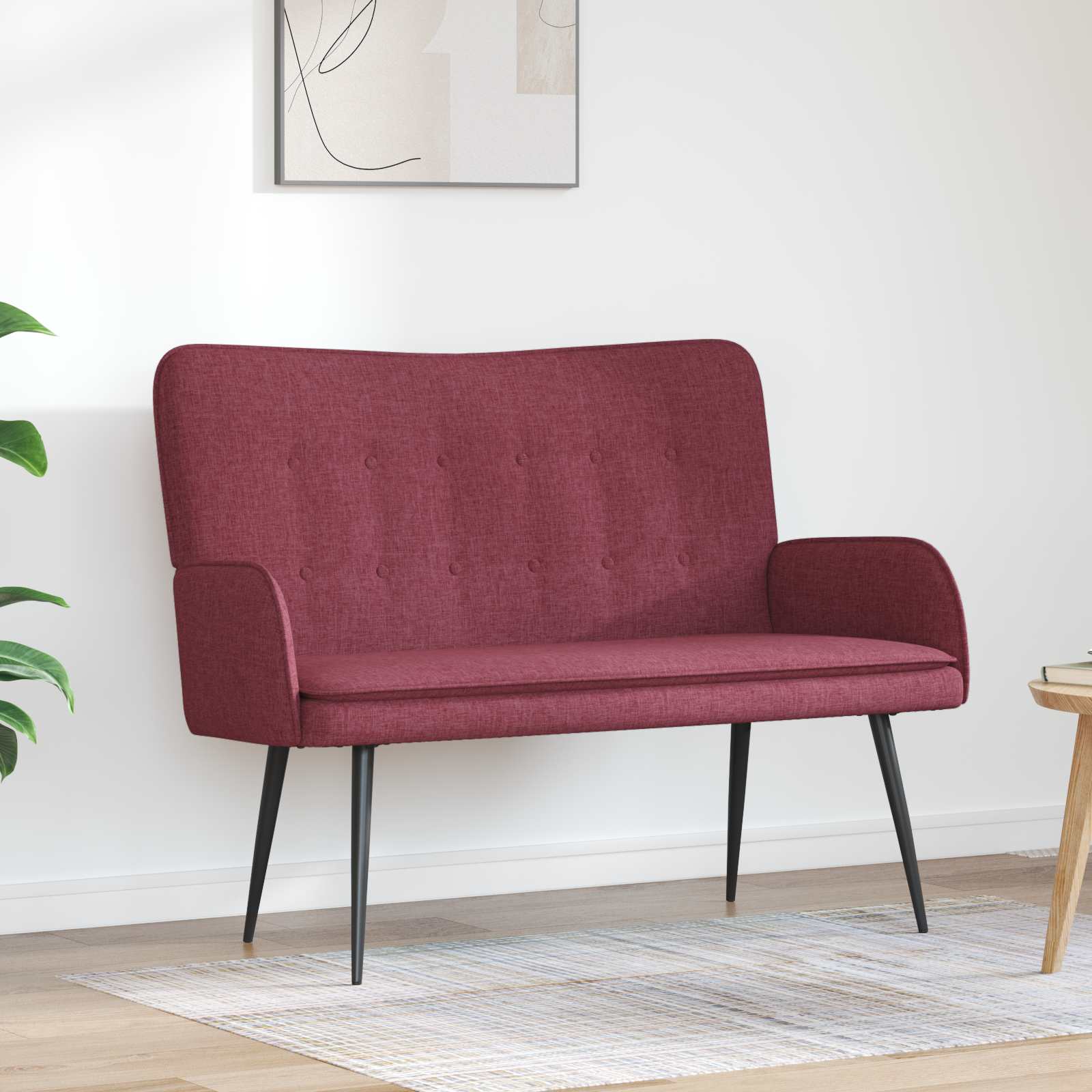 Divano A 2 Posti Rosso Vino 115 X 61 X 87 Cm Tessuto