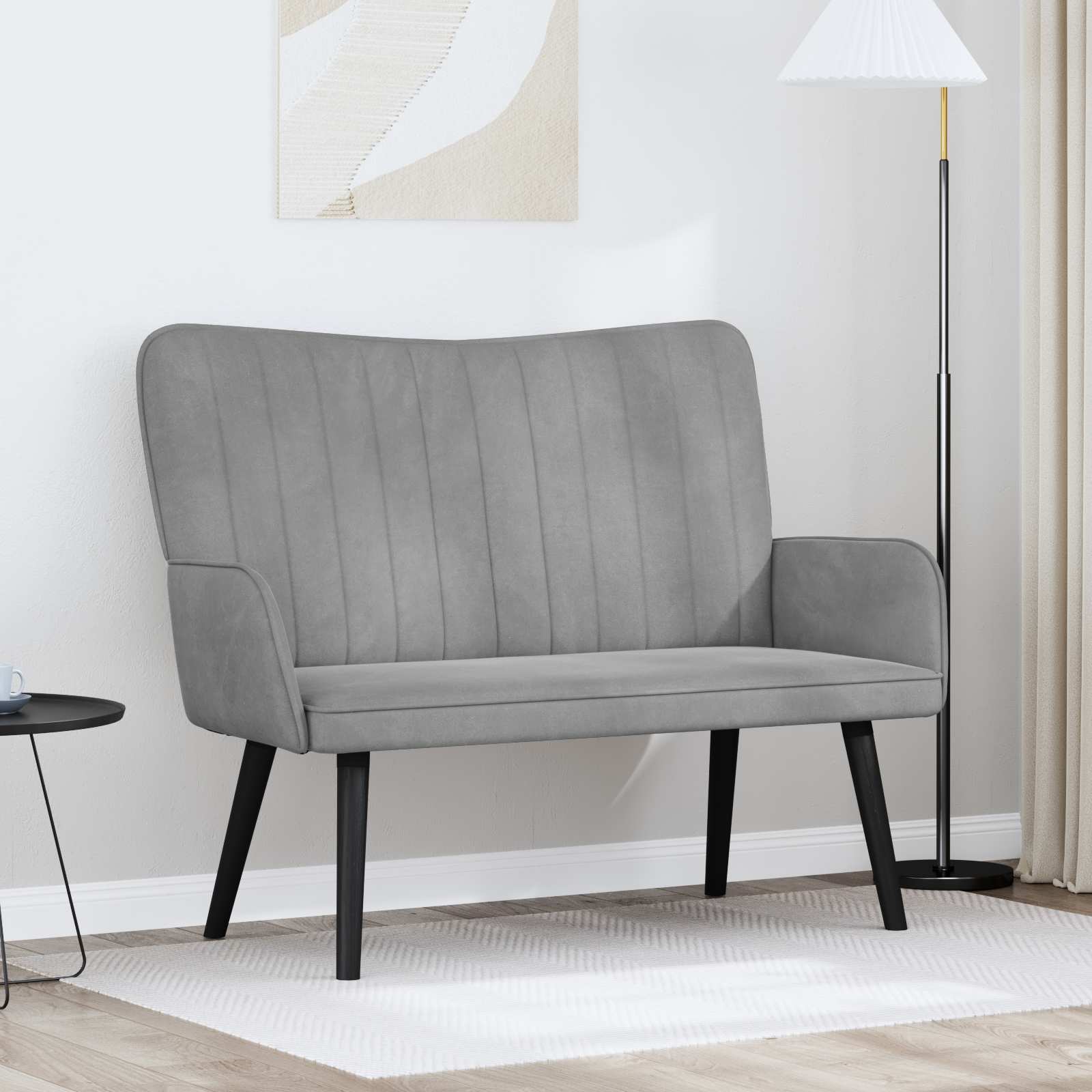 Sofa A Due Posti Grigio Chiaro 115 X 61 X 87 Cm Velluto