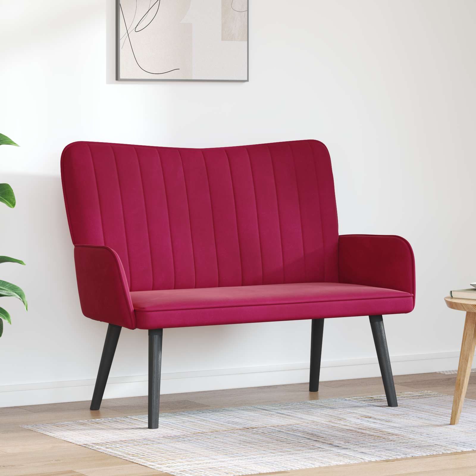Sofa A Due Posti Rosso Vino 115 X 61 X 87 Cm Velluto