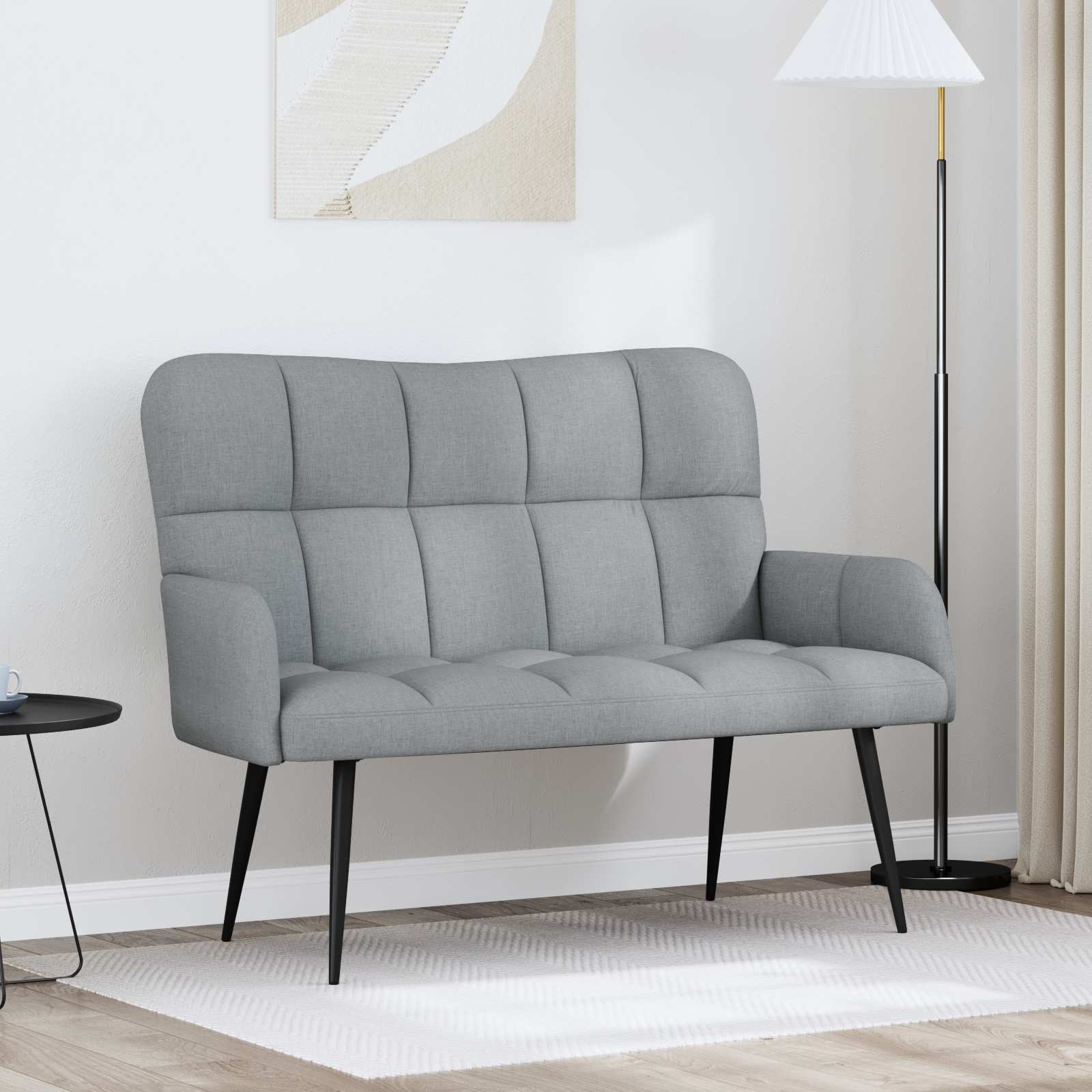 Sofa A Due Posti Grigio Chiaro 115 X 61 X 87 Cm Tessuto