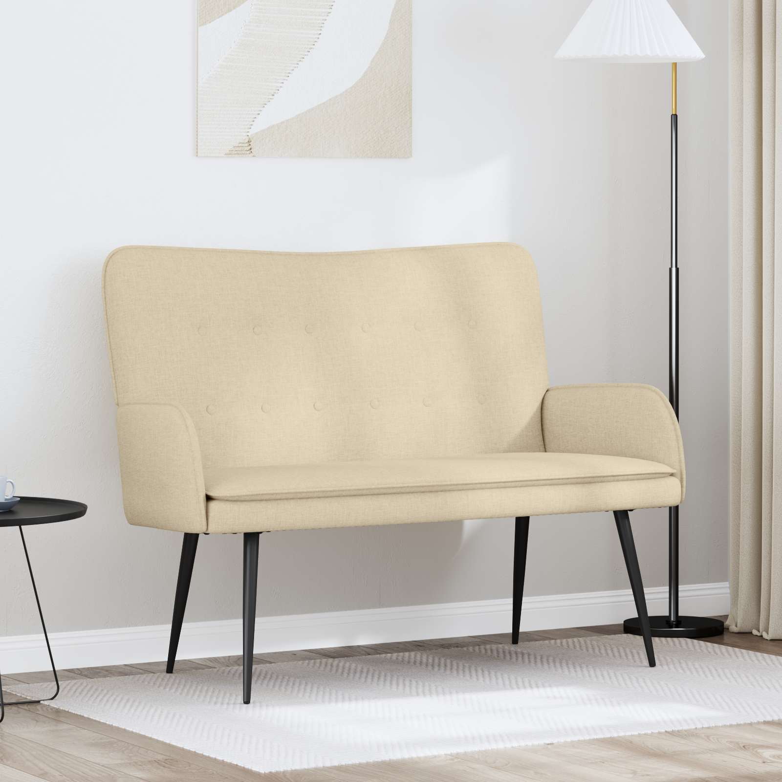 Divano A 2 Posti Crema 115 X 61 X 87 Cm Tessuto
