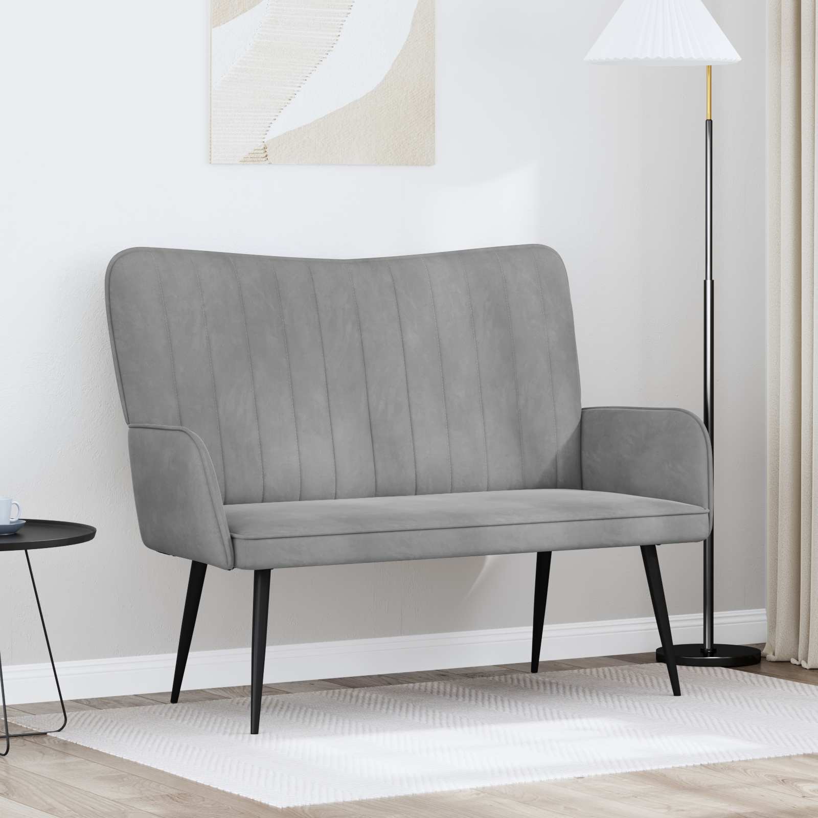 Sofa A Due Posti Grigio Chiaro 115 X 61 X 87 Cm Velluto