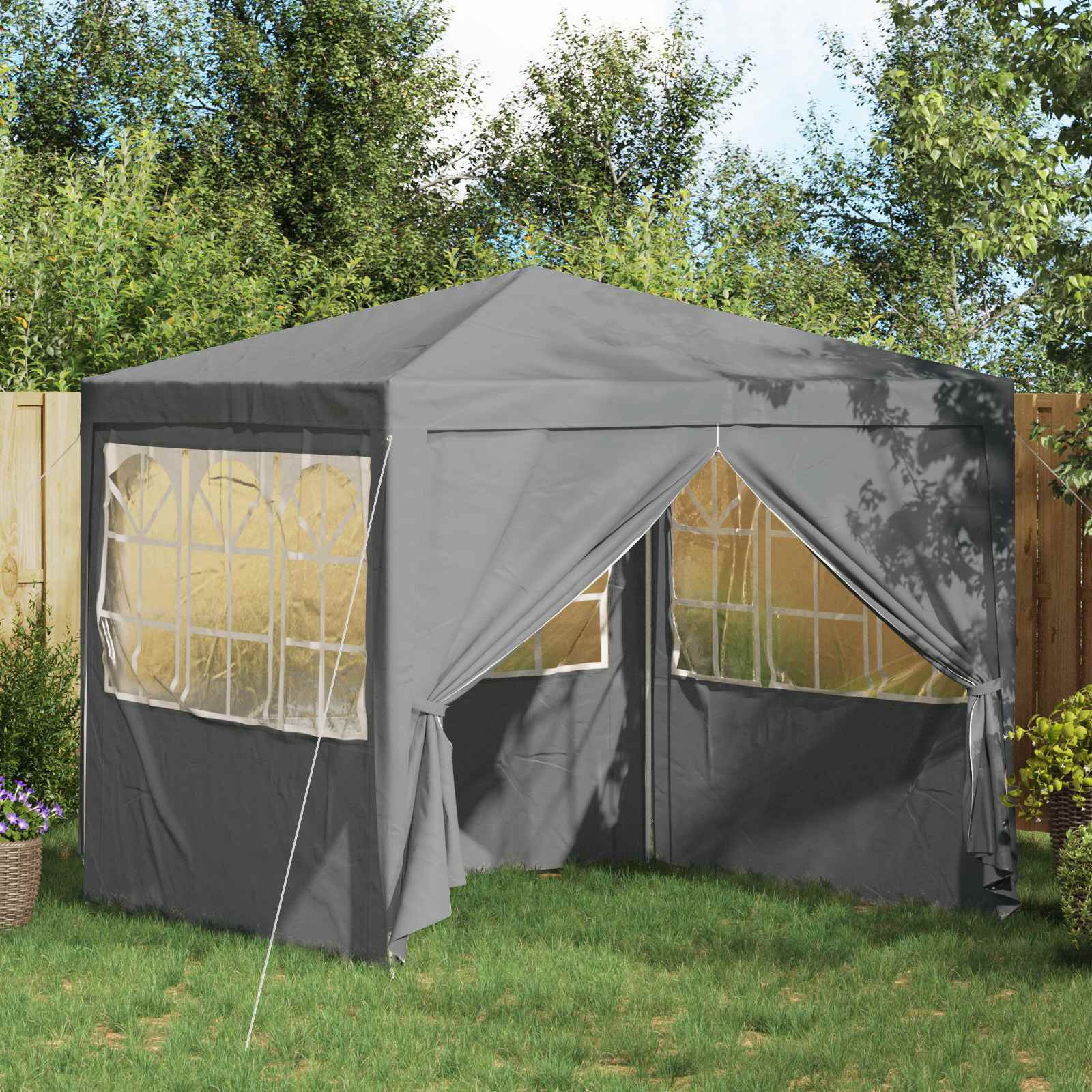 Tenda Party Grigio Chiaro 250 X 250 X 240 Cm Pe E Acciaio