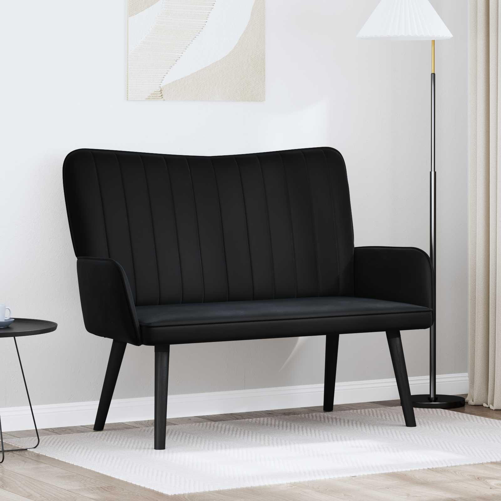 Sofa A Due Posti Nero 115 X 61 X 87 Cm Velluto