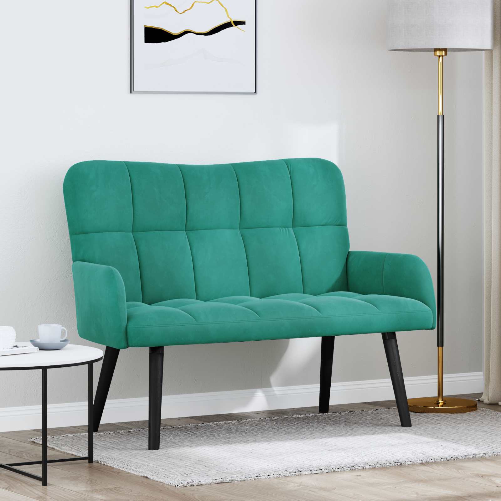 Sofa A Due Posti Turchese 115 X 61 X 87 Cm Velluto