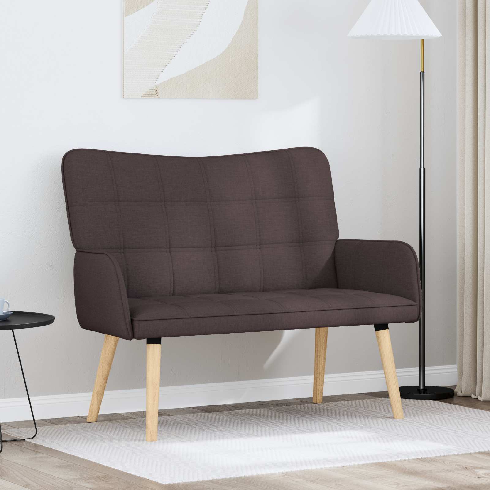 Sofa A Due Posti Marrone Scuro 115 X 61 X 87 Cm Tessuto