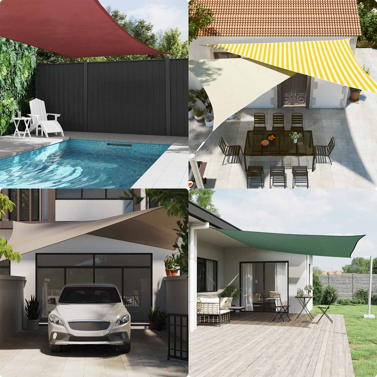 Vela Da Ombra Solare Giallo E Bianco 2,5 X 2,5 X 3,5 M