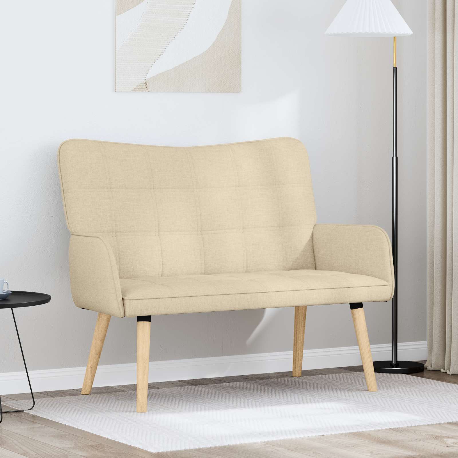 Sofa A Due Posti Crema 115 X 61 X 87 Cm Tessuto