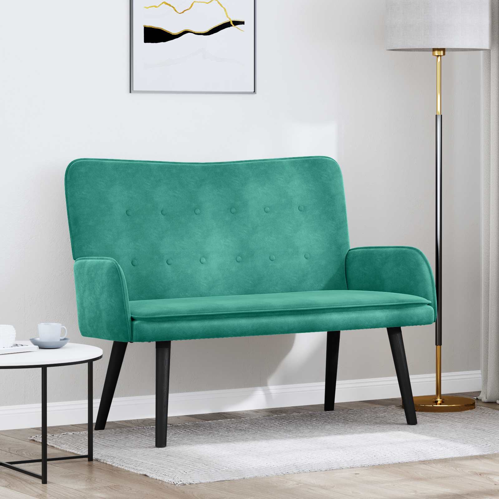 Sofa A Due Posti Turchese 115 X 61 X 87 Cm Velluto