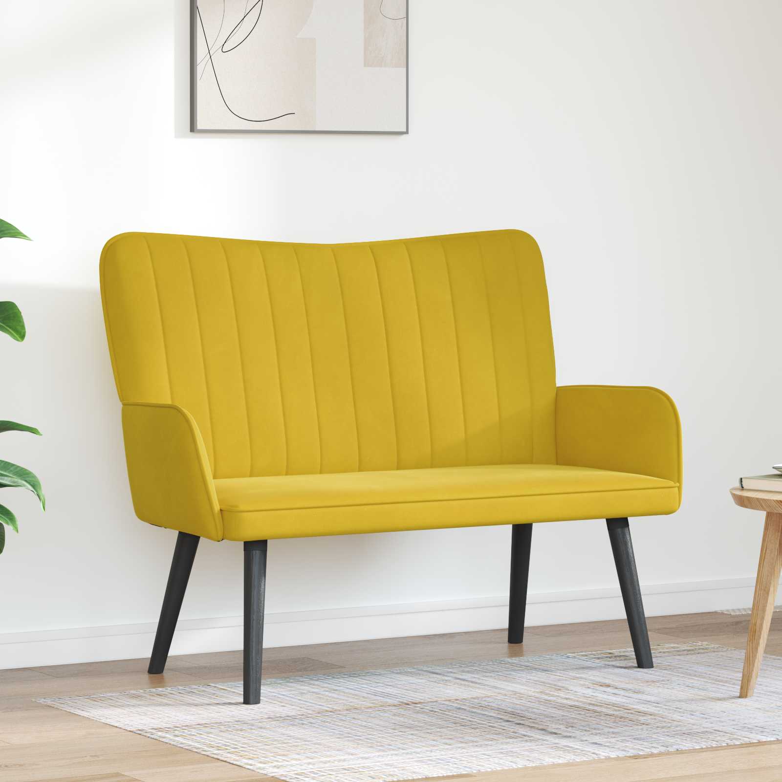 Sofa A Due Posti Giallo 115 X 61 X 87 Cm Velluto