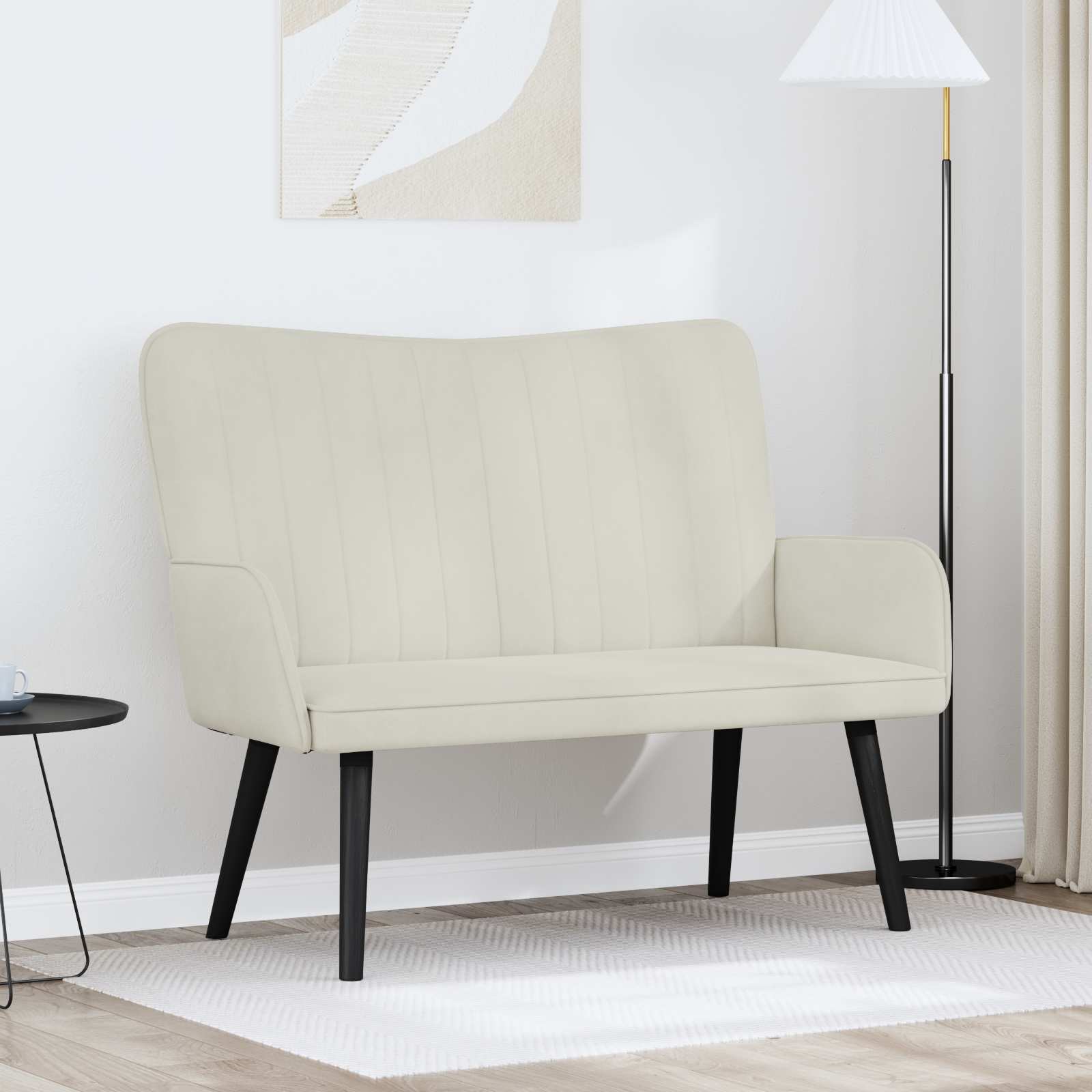 Sofa A Due Posti Crema 115 X 61 X 87 Cm Velluto