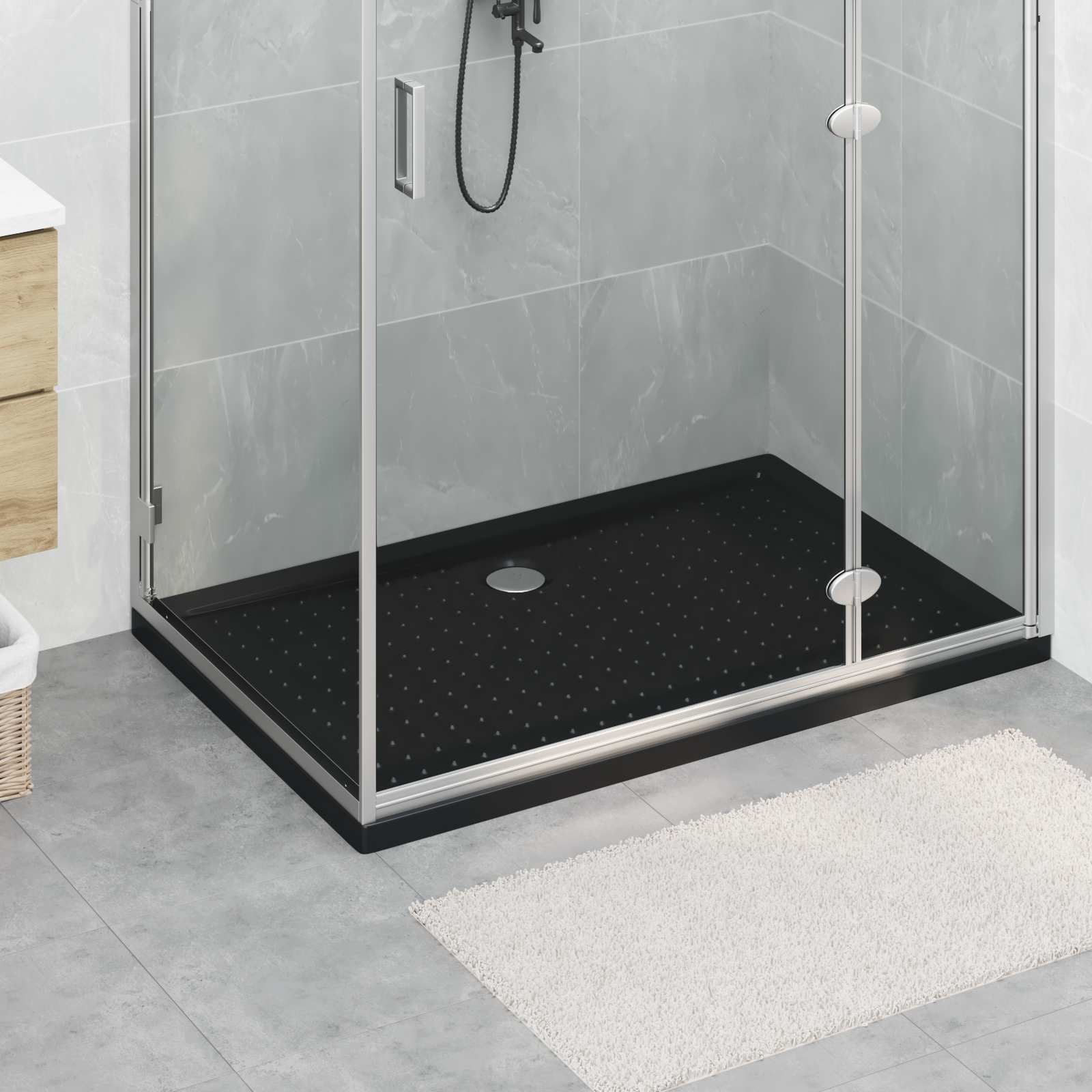 Vassoio Base Doccia Con Punti Nero 120 X 80 X 4 Cm Abs