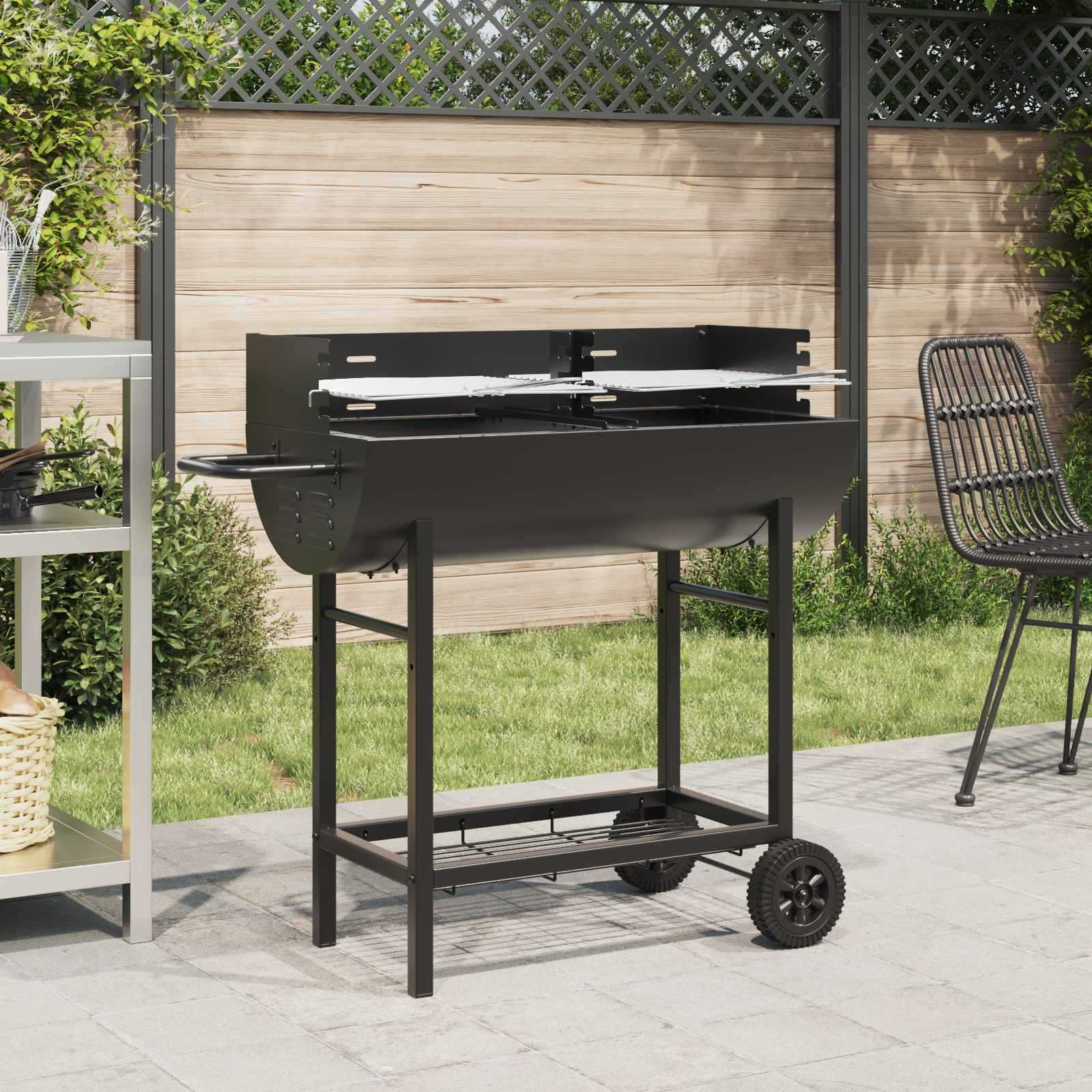 Griglia A Carbone Regolabile Nero 96,5 X 42,5 X 88,5 cm