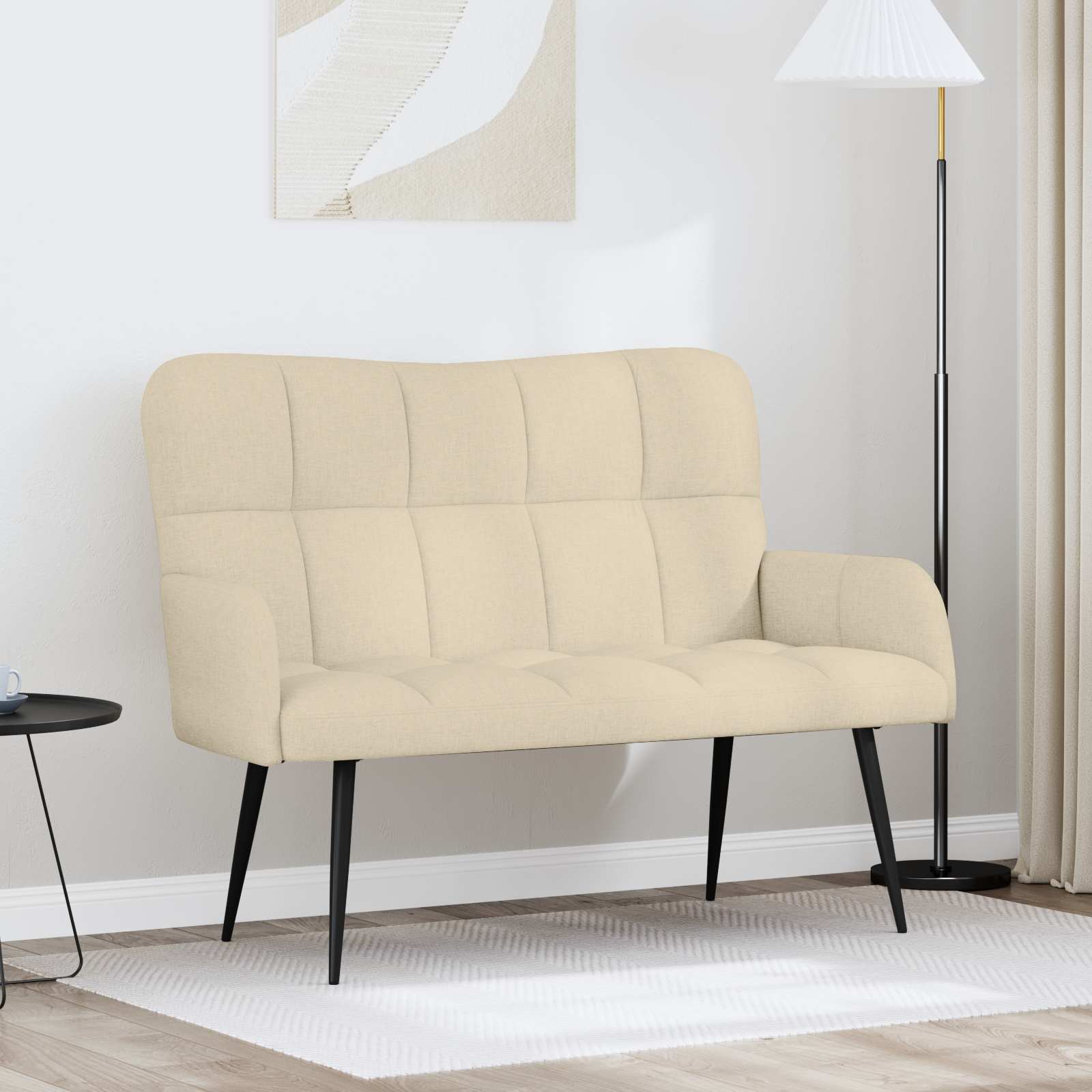 Sofa A Due Posti Crema 115 X 61 X 87 Cm Tessuto