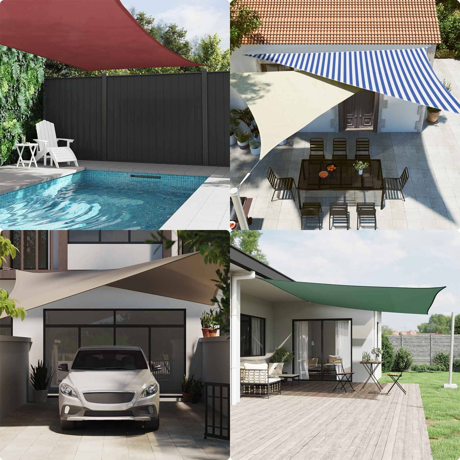 Vela Da Sole Blu E Bianco 7 X 6 M 100% Poliestere Oxford