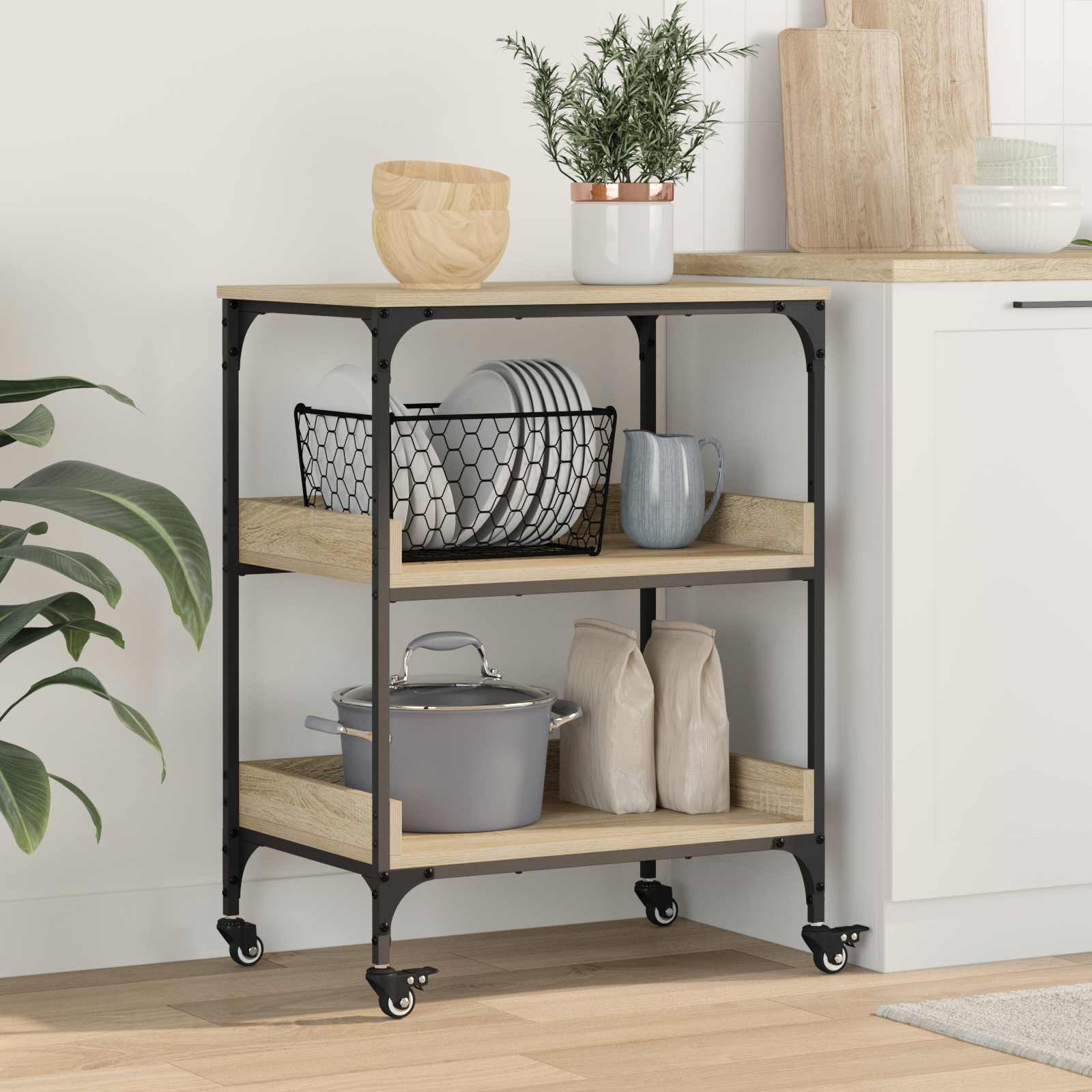 Carrello Da Cucina Rovere Sonoma 60 X 41 X 80,5 cm