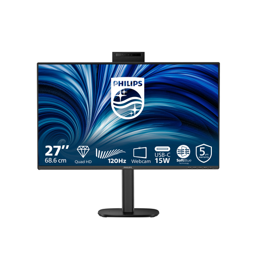 Philips Monitor 27 Led Ips Qhd 16:9 4ms 350 Cdm, Pivot, UsB-C, Webcam, Dp/hdmi, Multimediale