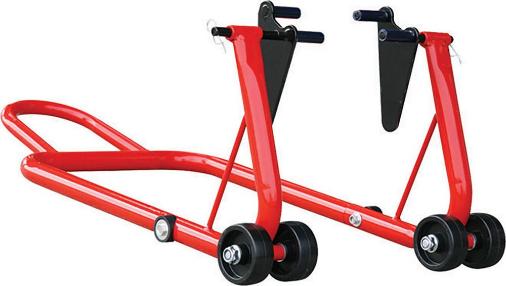 Cavalletto Moto Posteriore Pieghevole Universale in Acciaio colore rosso