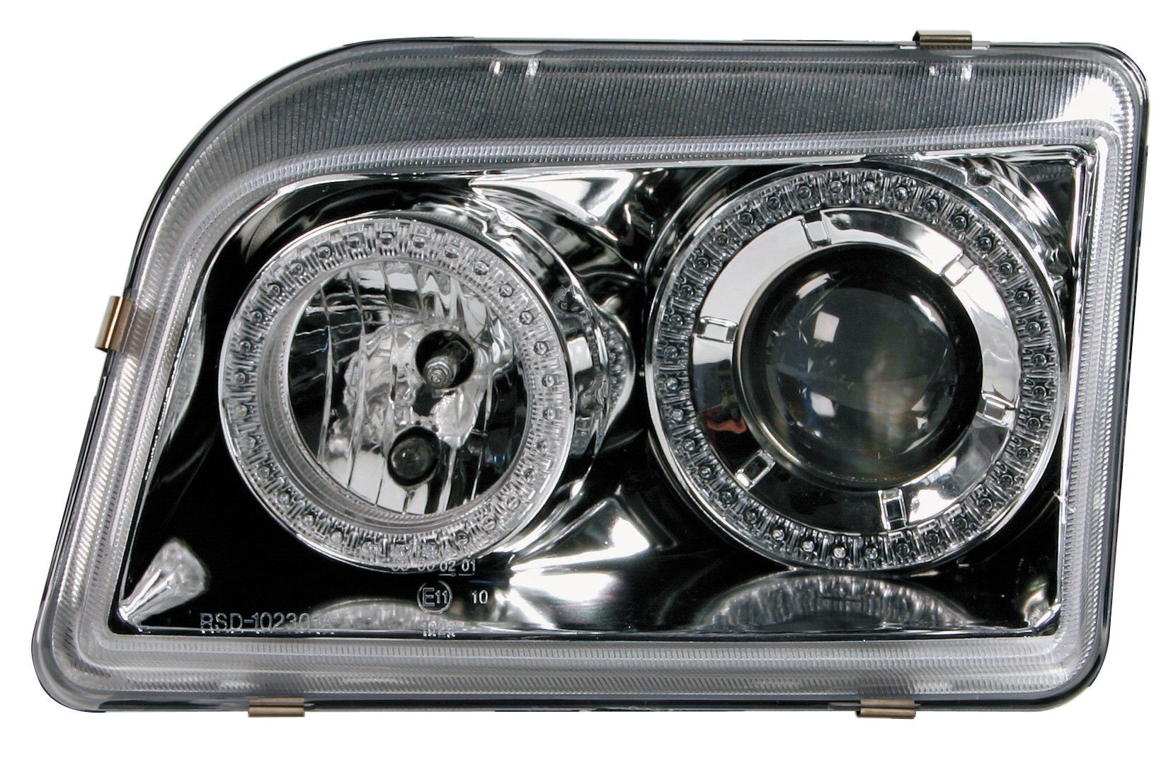 Coppia fanali anteriori Angel-Eyes - compatibile per Renault Clio (9/90-2/96) - Cromo