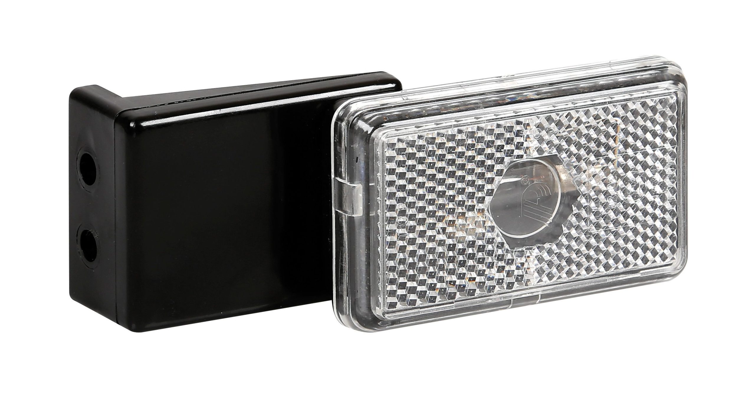 Luce ingombro con catarifrangente e staffa - 12/24V - Bianco