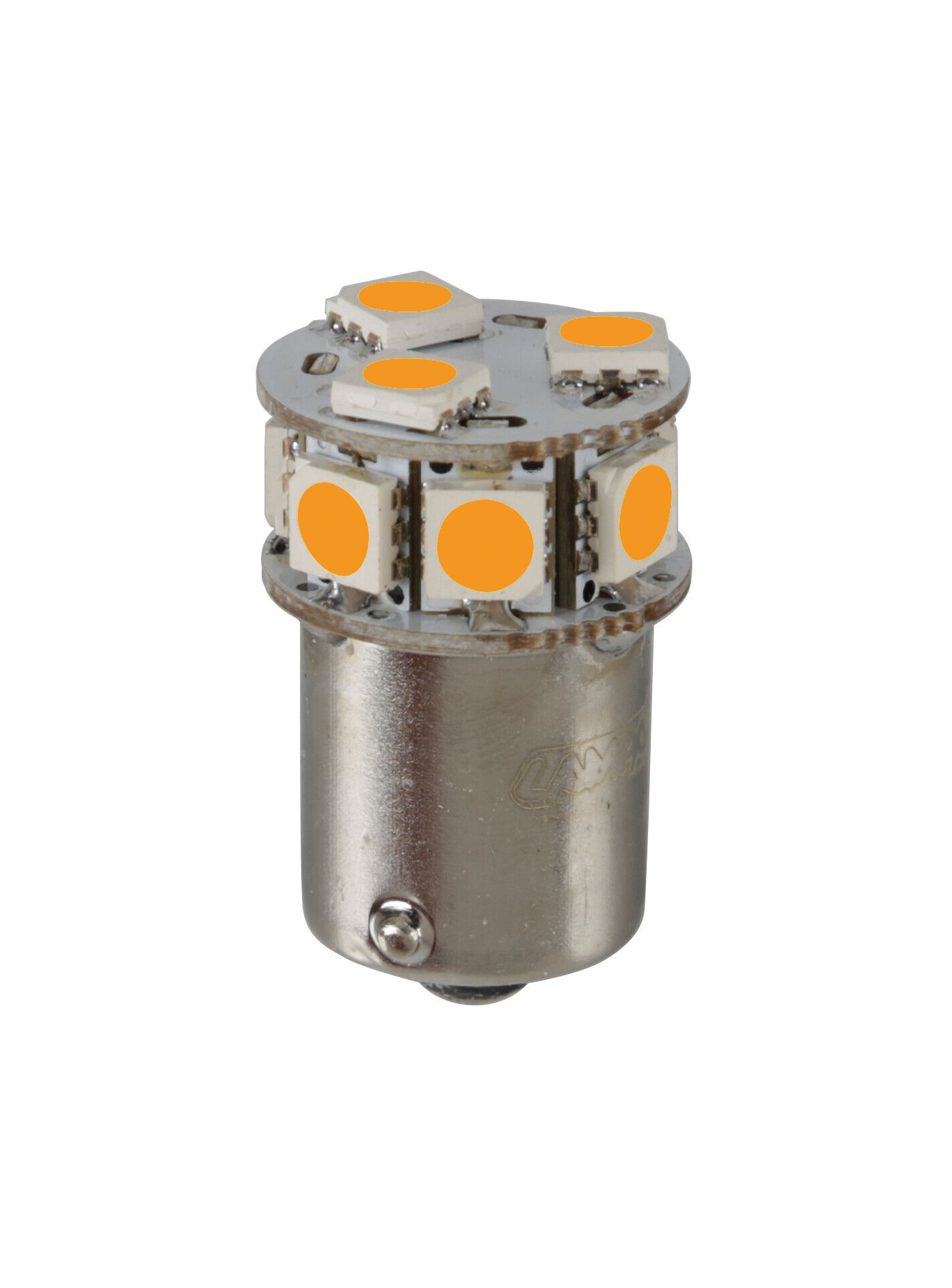 24/32V Led series - 10 SMD x 1 chip - (P21W) - BA15s - 20 pz - Busta - Arancio - Doppia polarità - Resistenza incorporata