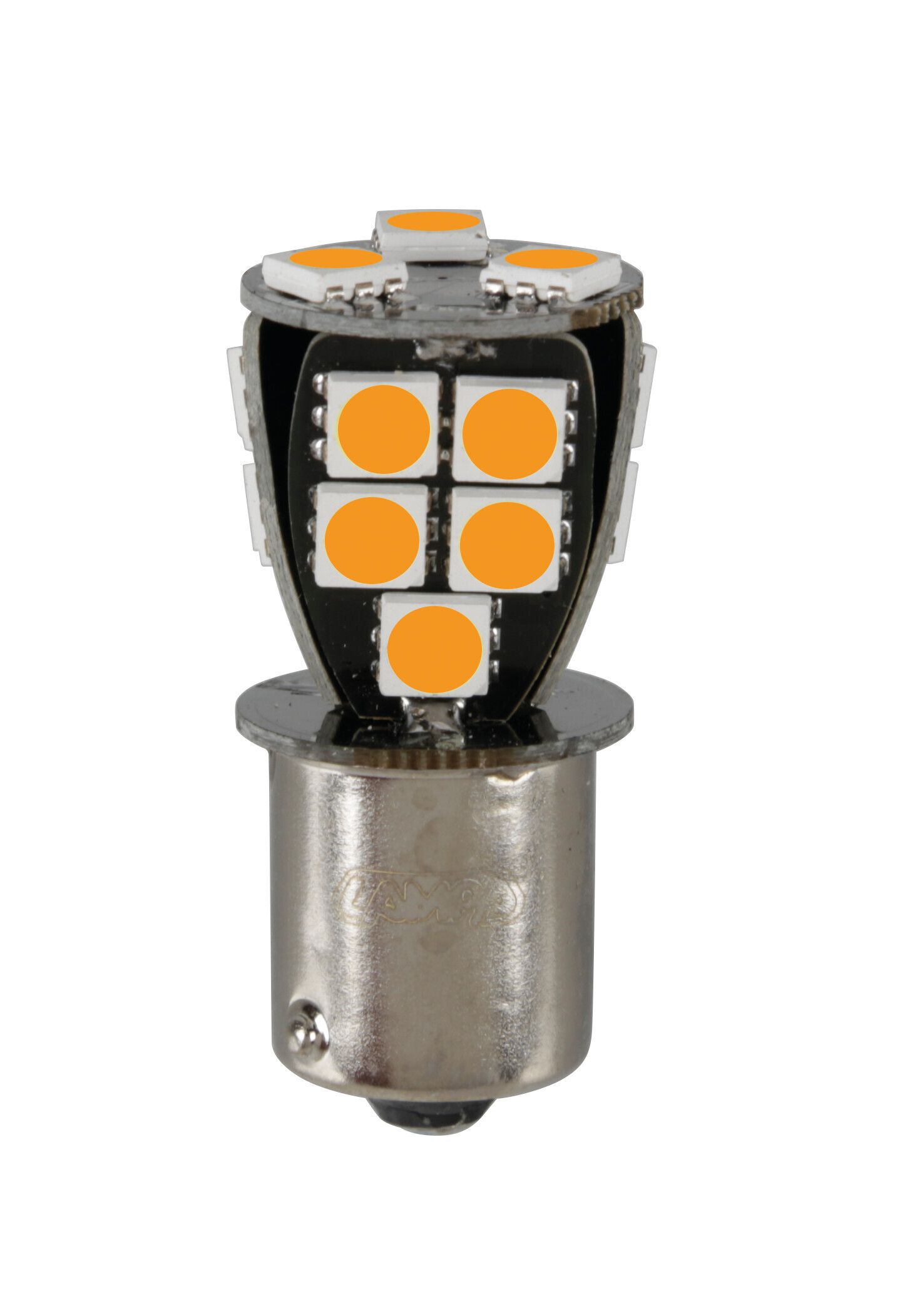 24/32V Led series - 18 SMD x 1 chip - (P21W) - BA15s - 1 pz - D/Blister - Arancio - Doppia polarità - Resistenza incorporata