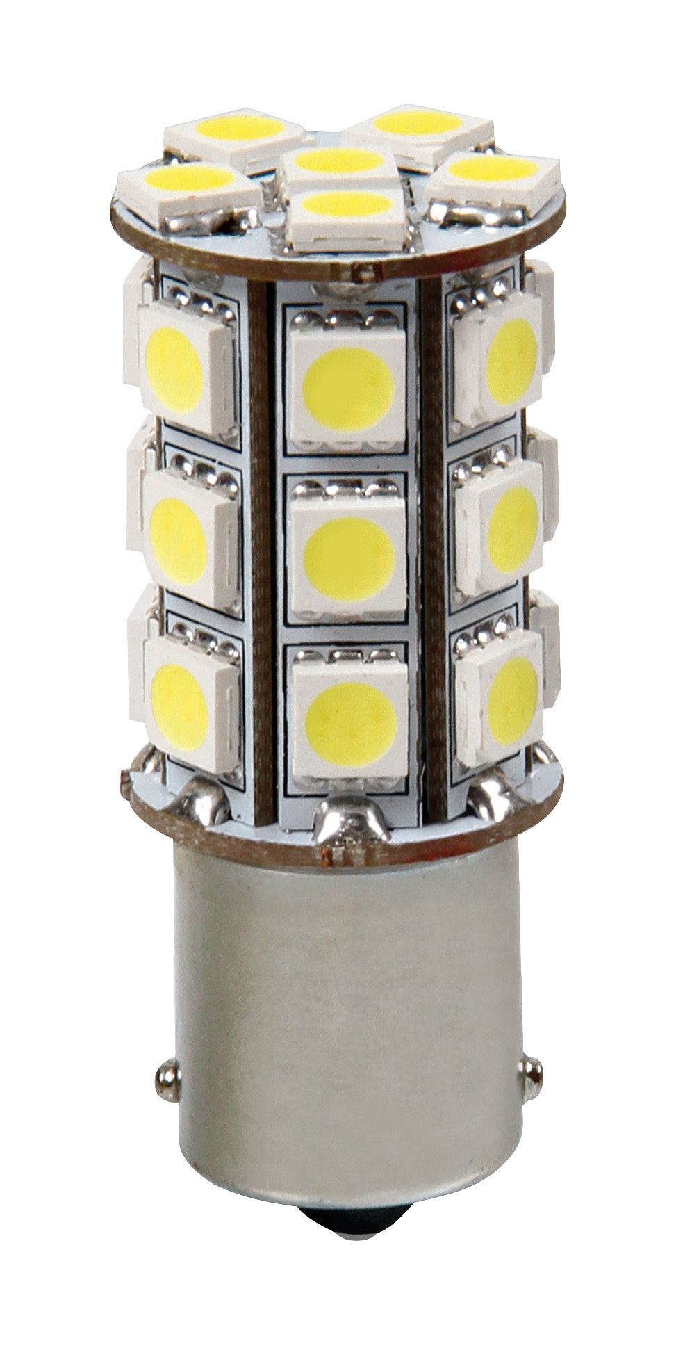 12V Led Series - 27 SMD x 3 chips - (P21W) - BA15s - 1 pz - Scatola - Bianco