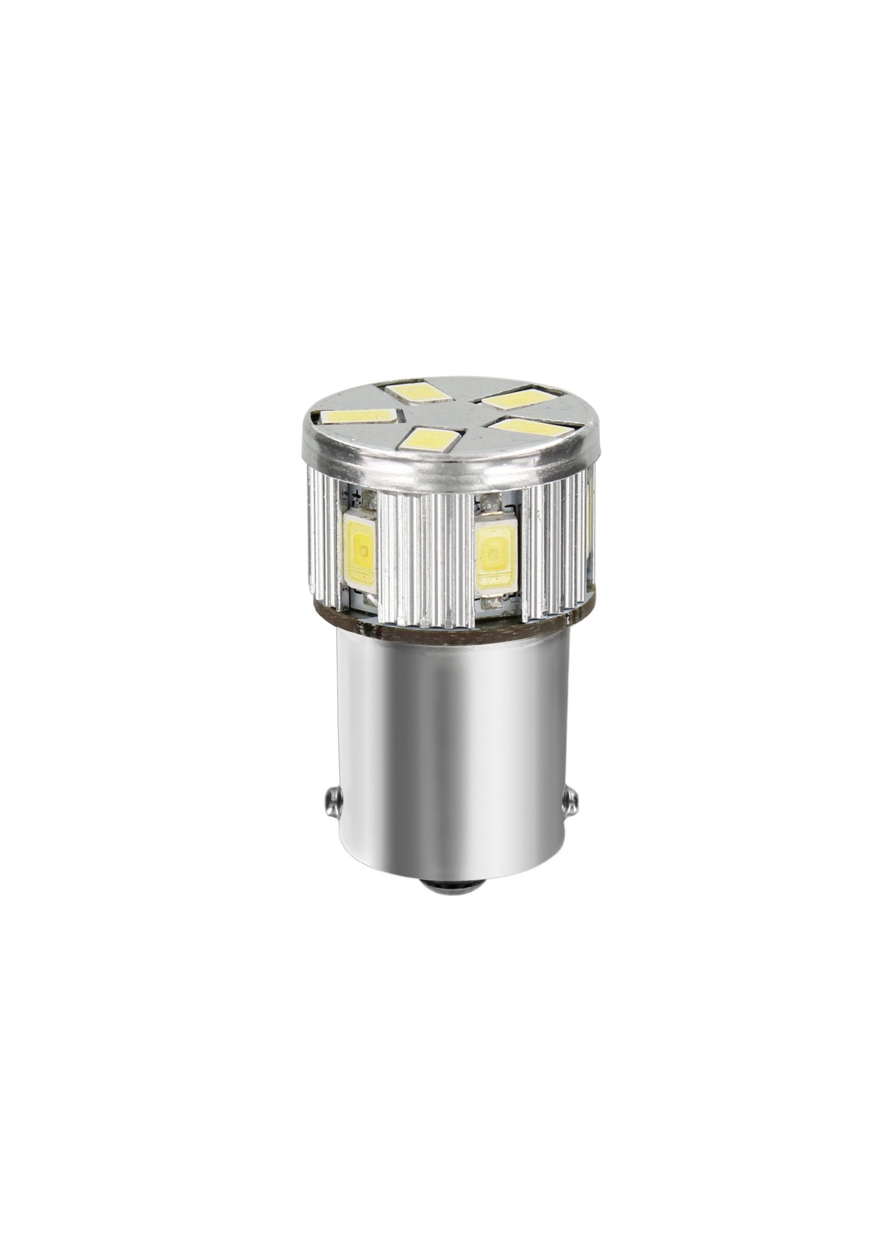 10/30V Led Series - 11 SMD x 1 chip - (P21W) - BA15s - 1 pz - Scatola - Bianco - Doppia polarità - Resistenza incorporata