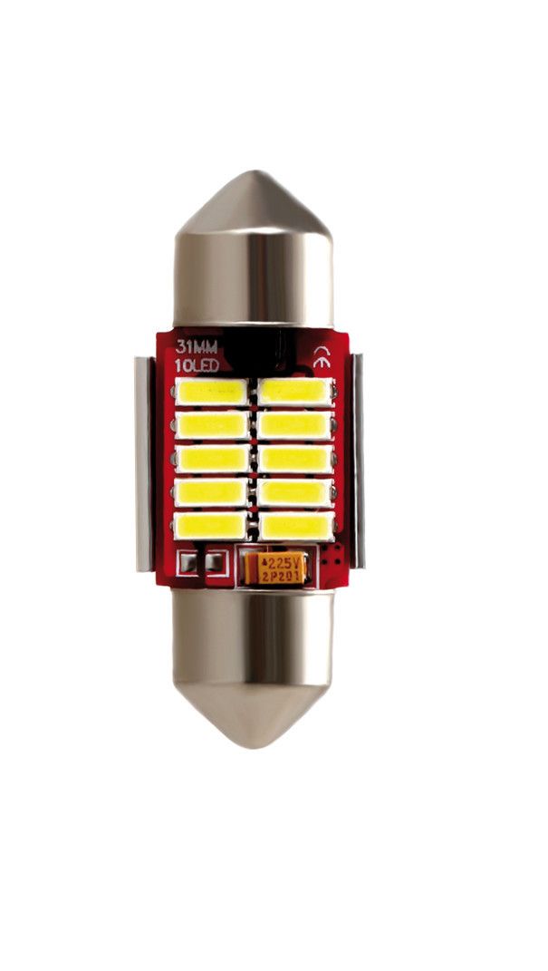 10/30V Led Series - 10 SMD x 1 chip - 12x31 mm - SV8,5-8 - 1 pz - Scatola - Bianco - Doppia polarità - Resistenza incorporata