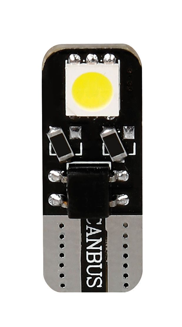 12V Hyper-Led 6 - 2 SMD x 3 chips - (T10) - Bifocus - W2,1x9,5d - 2 pz - Scatola - Bianco - Doppia polarità - Resistenza incorporata