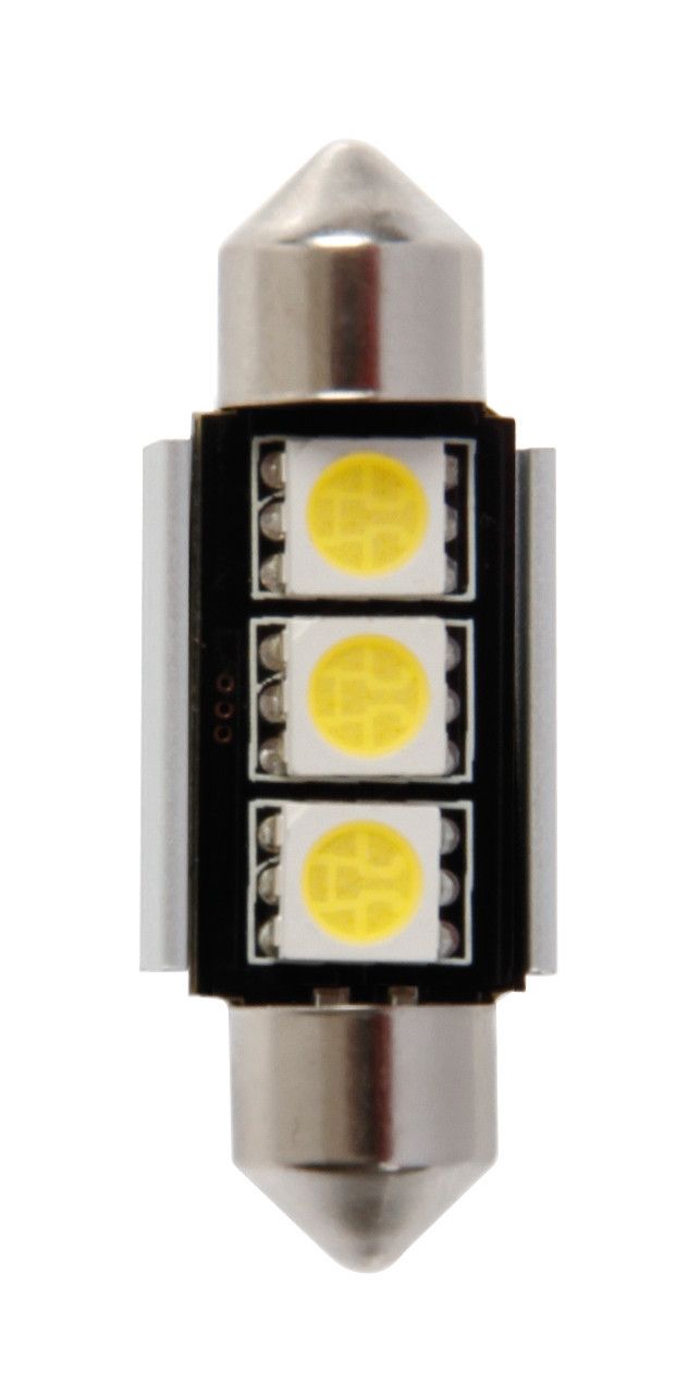 12V Led Series - 3 SMD x 3 chips - (C5W) - 10x36 mm - SV8,5-8 - 1 pz - Scatola - Bianco - Doppia polarità - Resistenza incorporata