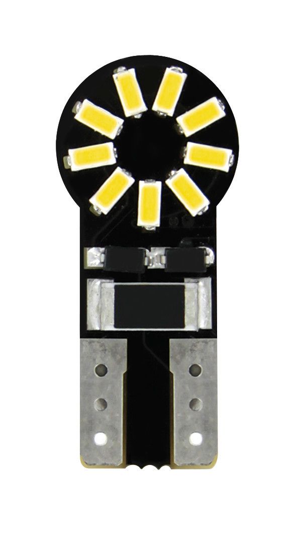 12V Hyper-Led 18 - 18 SMD x 1 chips - (T10) - W2,1x9,5d - 2 pz - Scatola - Bianco - Doppia polarità - Resistenza incorporata
