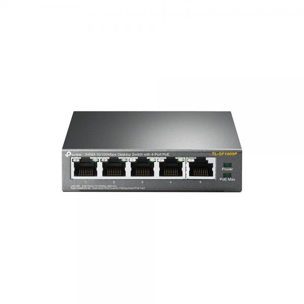 TP-Link TL-SF1005P Non gestito Fast Ethernet [10/100] Supporto Power over Ethernet [PoE] Nero (TP-Link TL-SF1005P - Switch - unmanaged - 5 x 10/100 [4 PoE] - desktop - PoE [58 W])