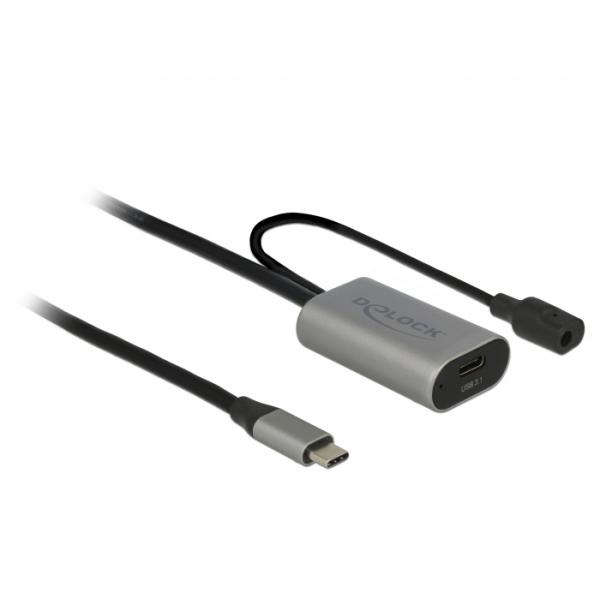 DeLOCK 85392 cavo USB USB 3.2 Gen 1 [3.1 Gen 1] 5 m USB C Nero, Grigio (Delock - USB Type-C forl?ngerkabel - 5)