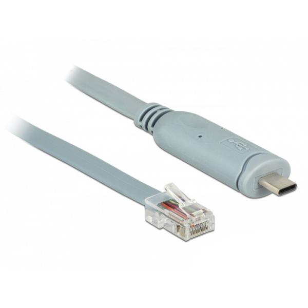 DeLOCK 89893 cavo seriale Grigio 1 m USB 2.0 Type-C RJ45 (Delock - seriel adapter - USB-C - RS-2)