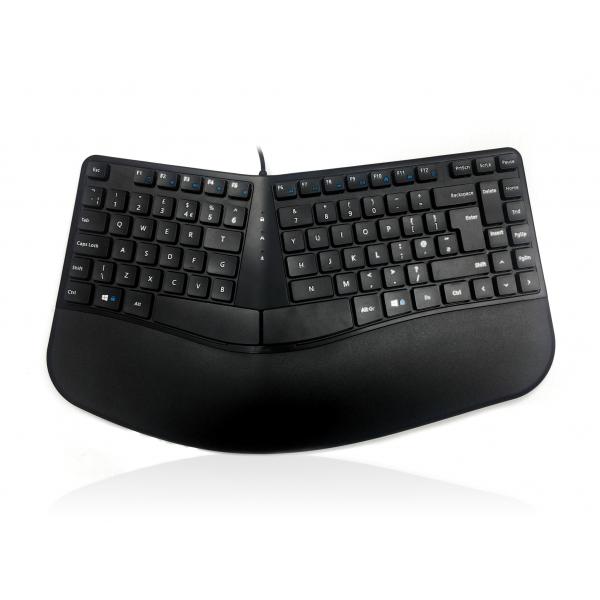 Accuratus KYB-CONTOUR-UBK tastiera Universale USB QWERTY Inglese UK Nero (Accuratus Contour - USB Sculptured Ergonomic Split Key Multimedia Keyboard with Reverse Tilt. Supplied by Hypertec [1Year war