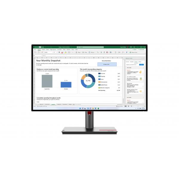 Lenovo ThinkVision P27h-30 Monitor PC 68,6 cm [27] 2560 x 1440 Pixel Quad HD LCD Nero (Lenovo ThinkVision P27h-30 - WLED 27)