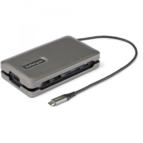 StarTech.com Adattatore Multiporta USB C - Da USB C a HDMI 2.0 4K 60Hz - Hub USB 2 Porte 10Gbps - 100W Power Delivery Pass-through - GbE - SD/MicroSD - Mini DockStation USB Type-C - Cavo da 25cm (USB