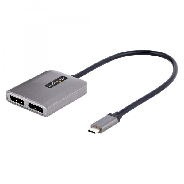 StarTech.com Adattatore USB-C a DisplayPort a 2 Porte - Hub MST Doppia Porta DP 1.4 Alt Mode e DSC fino a 5K 60Hz - Splitter USB Tipo-C Multi-Monitor DisplayPort per Laptop - HDR - Cavo da 30 cm - So