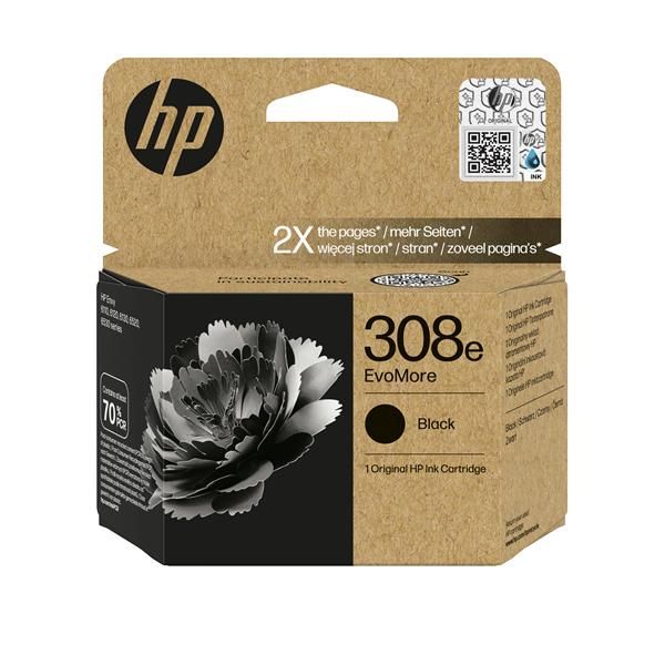 HP Cartuccia di inchiostro nero originale EvoMore 308e (HP 308E EVOMORE BLACK ORIGINAL - EN/DE/FR/IT/PT/ES INK CARTRIDGE)