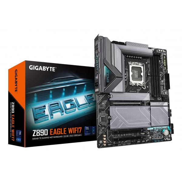 GIGABYTE Z890 EAGLE WIFI7 Scheda Madre - Supporta CPU Intel Core Ultra [Serie 2], VRM a 14+1+2 fasi, fino a 8800MHz DDR5 [OC], 1xPCIe 5.0 + 3xPCIe 4.0, Wi-Fi 7, LAN 2.5GbE, USB 4 (Gigabyte Z890 EAGLE