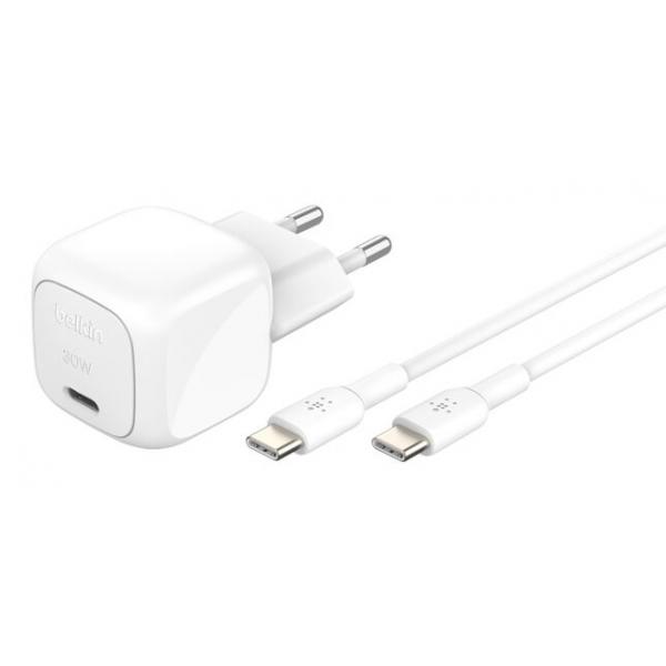 Belkin WCA008kq1MWH-B6 Computer portatile, Smartphone, Tablet Bianco AC Ricarica rapida Interno (BOOSTCHARGE 30W USB-C CHARGER - WITH PD AND PPS INCL. 1M USB-C/U)
