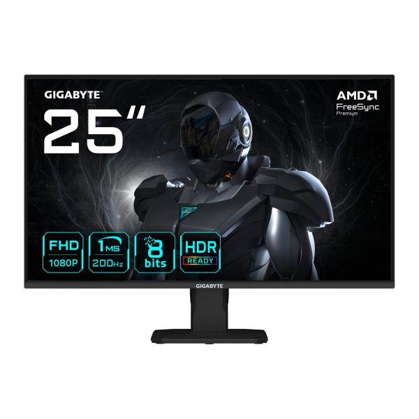 GIGABYTE GS25F2 Monitor Gaming 25 FHD - 1920 x 1080, 200Hz, 1ms, 300 cd/m², Display HDR 10, HDMI 2.0, DisplayPort 1.4 (GIGABYTE Gaming Monitor 24,5 GS25F2 E)