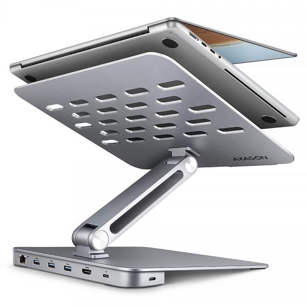Axagon HMC-STND supporto per laptop Argento 43,9 cm [17.3] (AXAGON HMC-STND USB hub 6in1 stand)