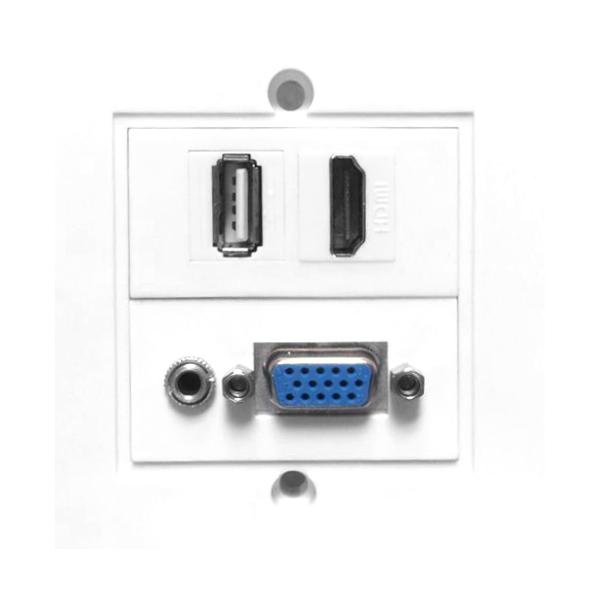 Vivolink WI221293 presa energia HDMI + VGA + USB A + 3.5mm Bianco (Wall Box HDMi + USB + VGA - . - Warranty: 12M)