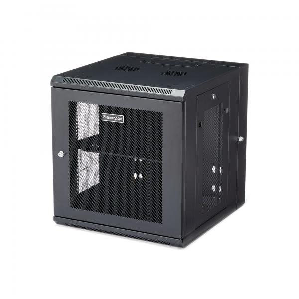 StarTech.com Armadio Rack 19 12U a Muro - Server Rack 19 pollici a 4 montanti con cerniere - Rack Dati Ventilato con Ripiano 1U e Pannelli Laterali Rimovibili per apparecchiature dati/AV/elettroniche