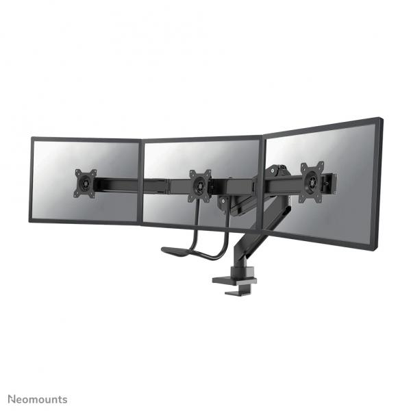 Neomounts NM-D775DX3BLACK Braccio per monitor 17-27 - molla a gas - Topfix - 180°-stop (NM-D775DX3BLACK, Full Motion - Monitor Arm [Clamp & Grommet] - Tripple Crossbar - Handle. For Three 17-27 Scree
