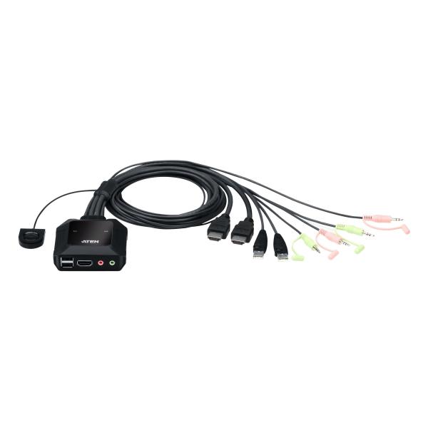 ATEN Switch KVM cablato USB 4K HDMI a 2 porte con selettore porta remota (CS22H-AT)