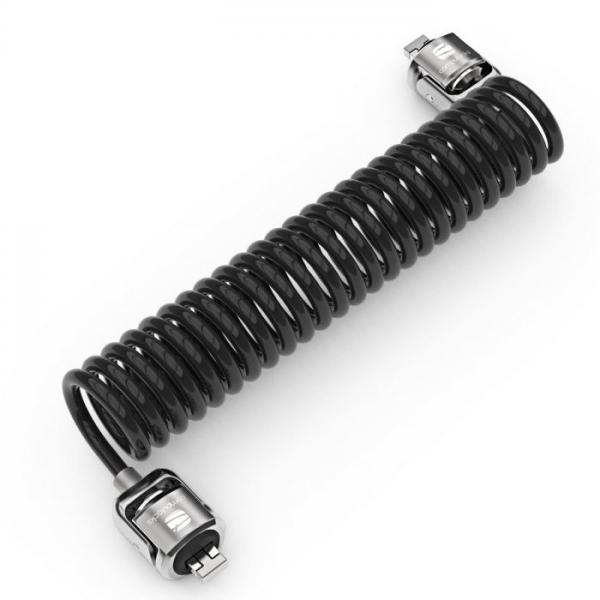 Compulocks Dual Head Coiled Cable Keyed Lock cavo di sicurezza Nero (DUAL HEAD COILED T-BAR SECURITY - KEYED CABLE LOCK)