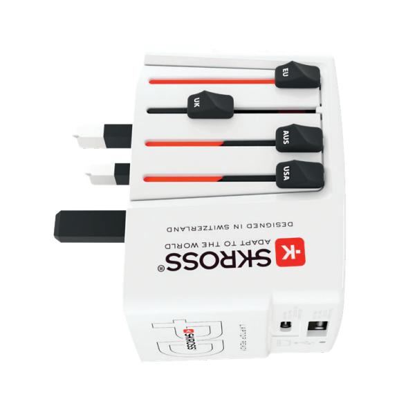 Skross World USB Charger Fotocamera, Lettore e-book, Computer portatile, Power bank, Smartphone, Orologio intelligente, Tablet Bianco AC Interno (World USB Charger AC65PD - C to C cabl)
